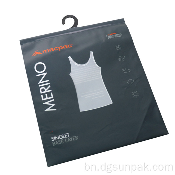 পরিষ্কার উইন্ডো হুক সহ স্তরিত জিপার প্যাকেজিং ব্যাগ